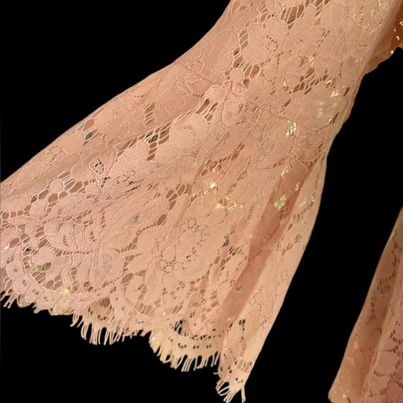 Isaac Mizrahi Tunic Blouse Women’s XL Peach Floral Lace Long Sleeve Round Neck - Picture 2 of 5